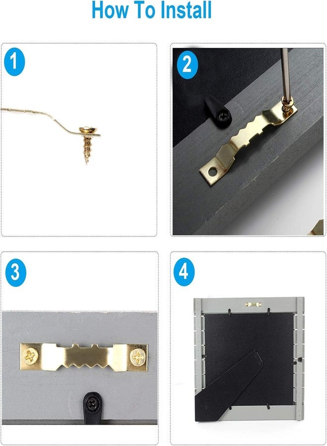 SKOFRI 100 Pack Small Sawtooth Picture Hangers with Screws, Gold (100 Sets), for Hanging Clock Paintings Artwork Picture Frame Hook Photos - Image 4